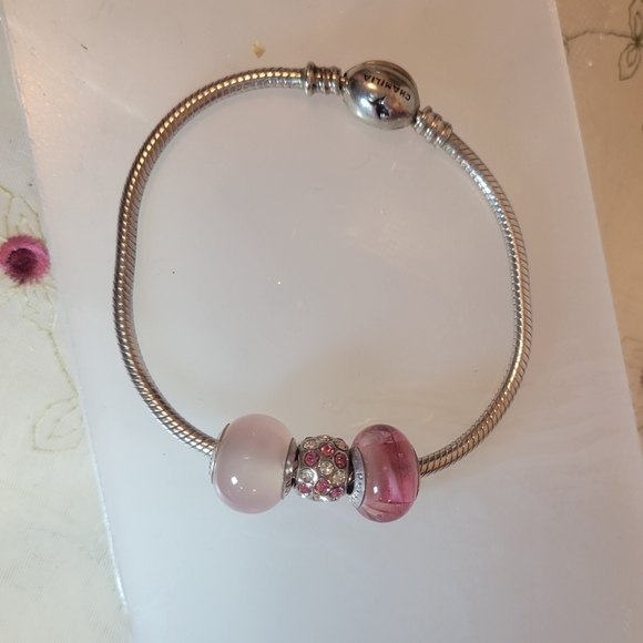 💯% AUTHENTIC CHAMELLIA ITALY 925 CHARM BRACELET W/ 3 CRYSTAL CHARMS. - Picture 10 of 12